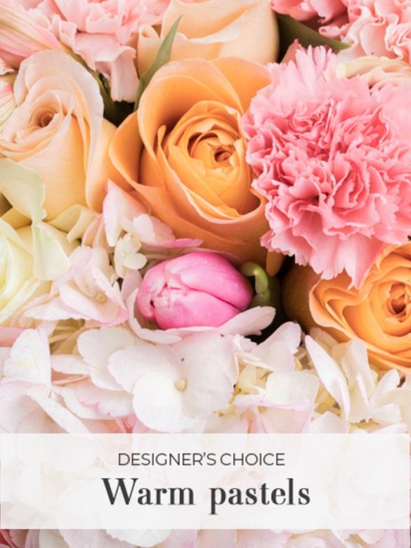 A full and expressive 25-stem mix of warm pastel blooms and lush greenery, designed to bring a cozy glow and natural charm to any room or celebration.
